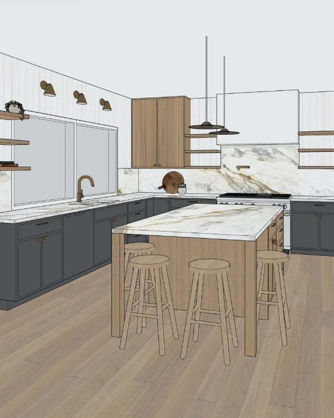 Màn hình SketchUp (đường nét) của dự án