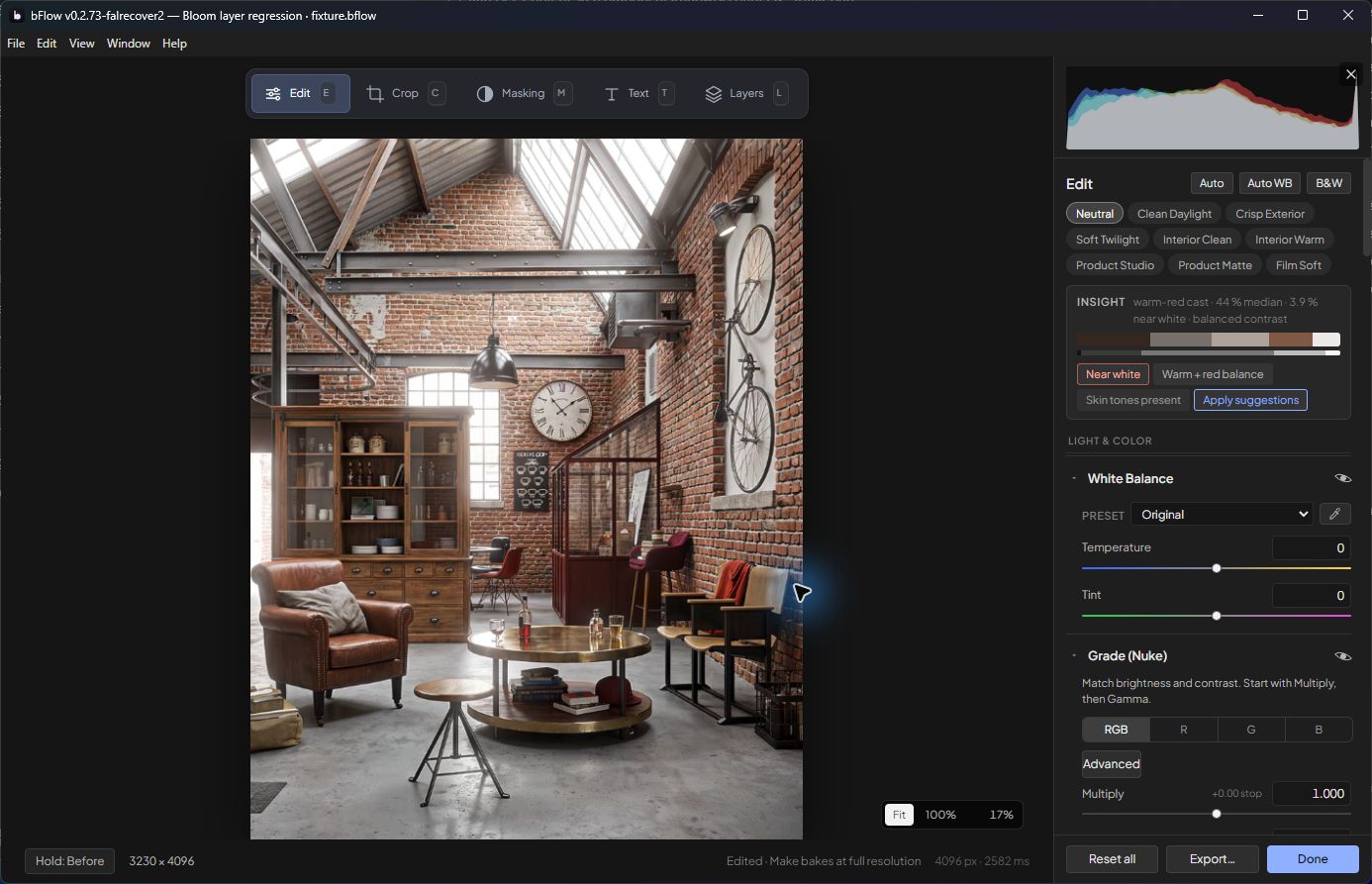 Giao diện Retouch thực tế của bFlow